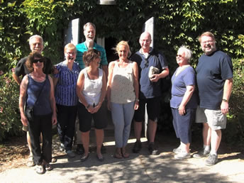 Satisfied guests with winemaker Coralie Goumarre (centre)